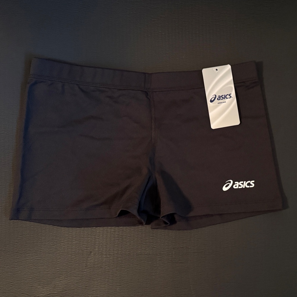 NWT ASICS Sz L Black Performance Short Shorts